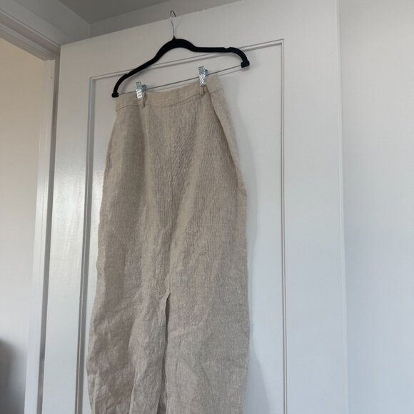 Reformation Gia Midi Skirt In Cream Linen Pencil Cut - Picture 6 of 7